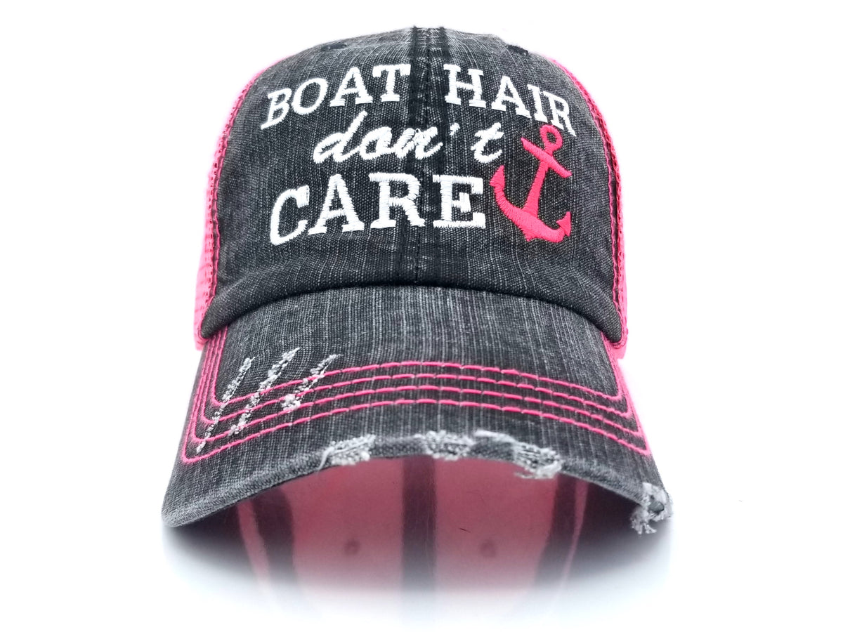 Boat Hair Don't Care Embroidered Trucker Hat Ponytail Gift – amaze.llc
