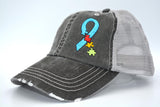 Autism Awareness Puzzle Ribbon Trucker Hat