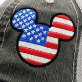 Mickey Mouse Head US Flag Trucker Hat