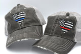 Heart Thin Line US Flag Trucker Hat