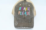 Beach Please Trucker Hat (Hand-Write Font)