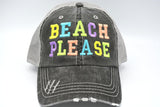 Beach Please Trucker Hat (College Font)