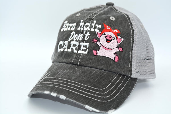 Barn Hair Don't Care Pig Trucker Hat