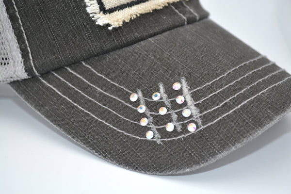 Upgrade For Rhinestone  Bling for distressed trucker hats